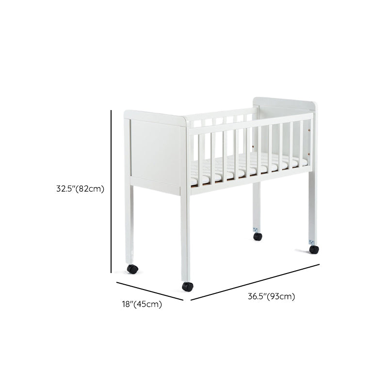 Scandinavian Solid Wood Toddler Bed with Guardrail Bed in White