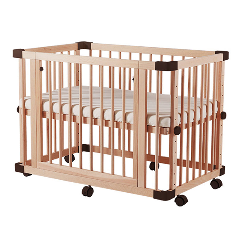 Convertible Baby Crib Solid Wood Nursery Bed with Adjustable Height