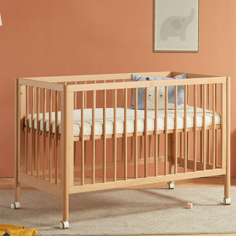 Convertible Baby Crib Solid Wood Nursery Bed with Adjustable Height