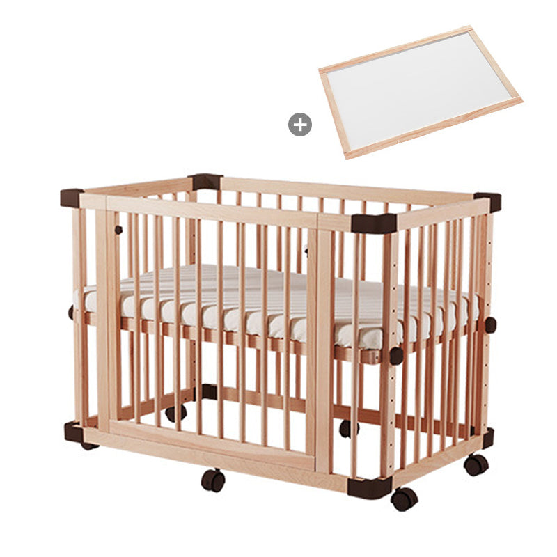 Convertible Baby Crib Solid Wood Nursery Bed with Adjustable Height