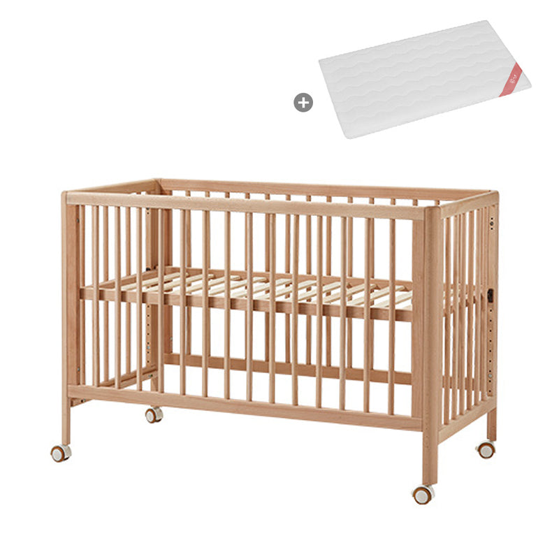 Convertible Baby Crib Solid Wood Nursery Bed with Adjustable Height