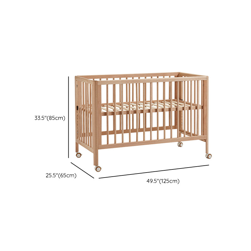 Convertible Baby Crib Solid Wood Nursery Bed with Adjustable Height