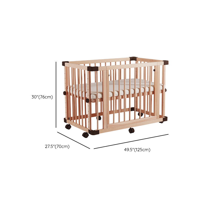 Convertible Baby Crib Solid Wood Nursery Bed with Adjustable Height