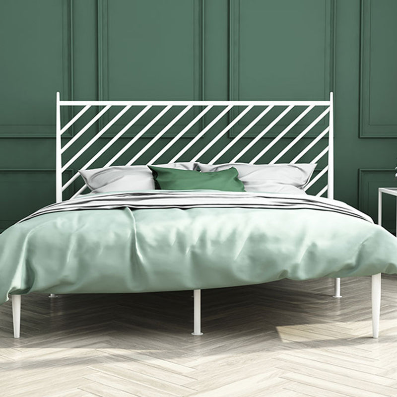 Glam Iron Base Bed with Rectangle Headboard and Metal Legs Open-Frame Bed