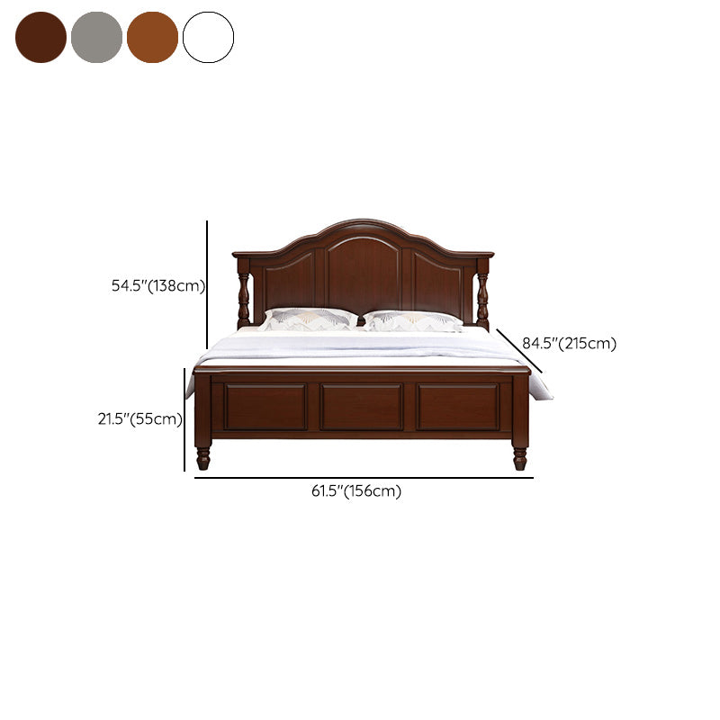 Victorian Camelback Wood Panel Bed 54.3-inch H Bed Frame with Headboard