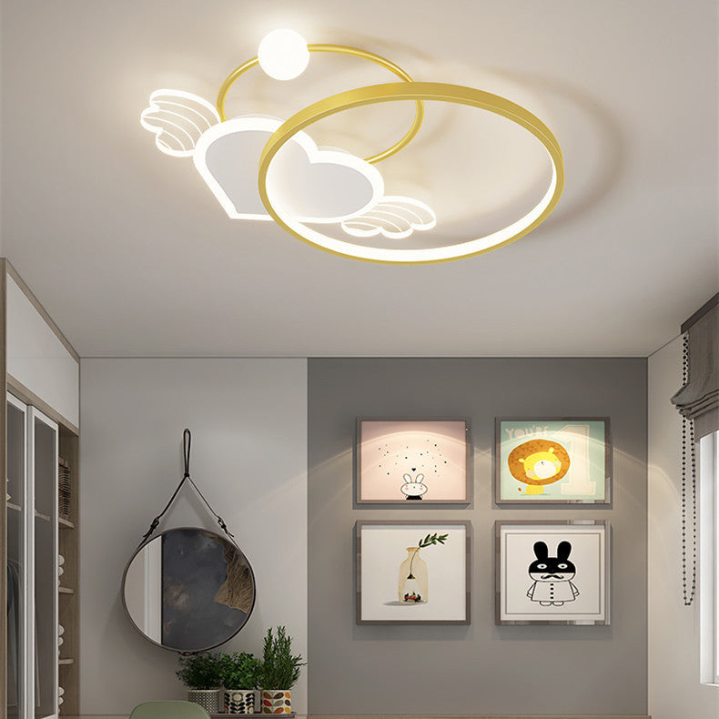 Circular Shape Flush Light Modern Style Metal 1 Light Flush Mount for Bedroom
