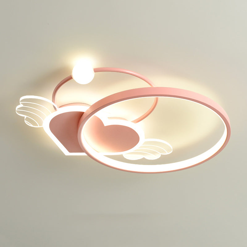 Circular Shape Flush Light Modern Style Metal 1 Light Flush Mount for Bedroom