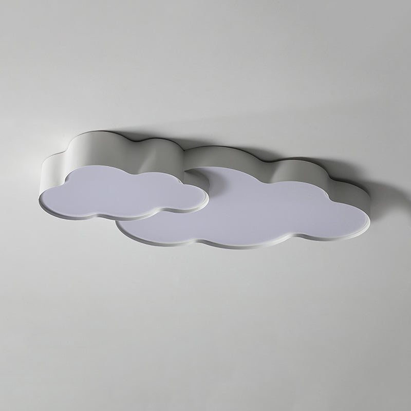 Cloud Shape Flush Light Modern Style Metal 1/2 Lights Flush Mount in White