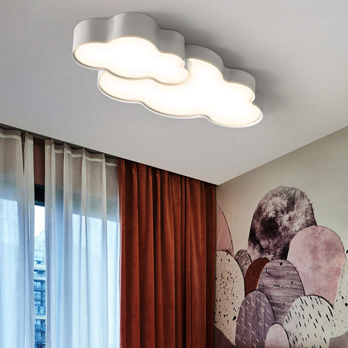 Cloud Shape Flush Light Modern Style Metal 1/2 Lights Flush Mount in White