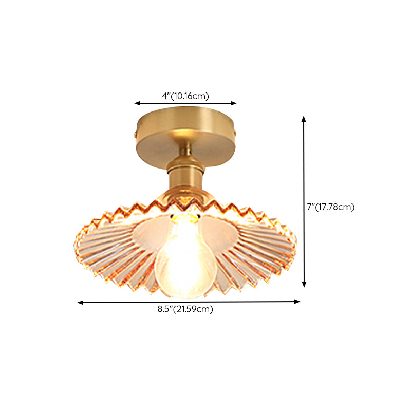 1-Light Ceiling Light Glass Ceiling Mount Light with Glass Shade for Aisle