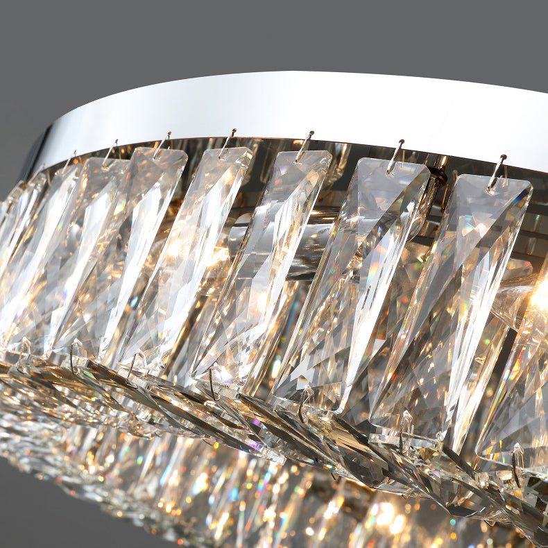 Crystal Round Flush Mount Lights Contemporary Style Multi Lights Flush Ceiling Lights