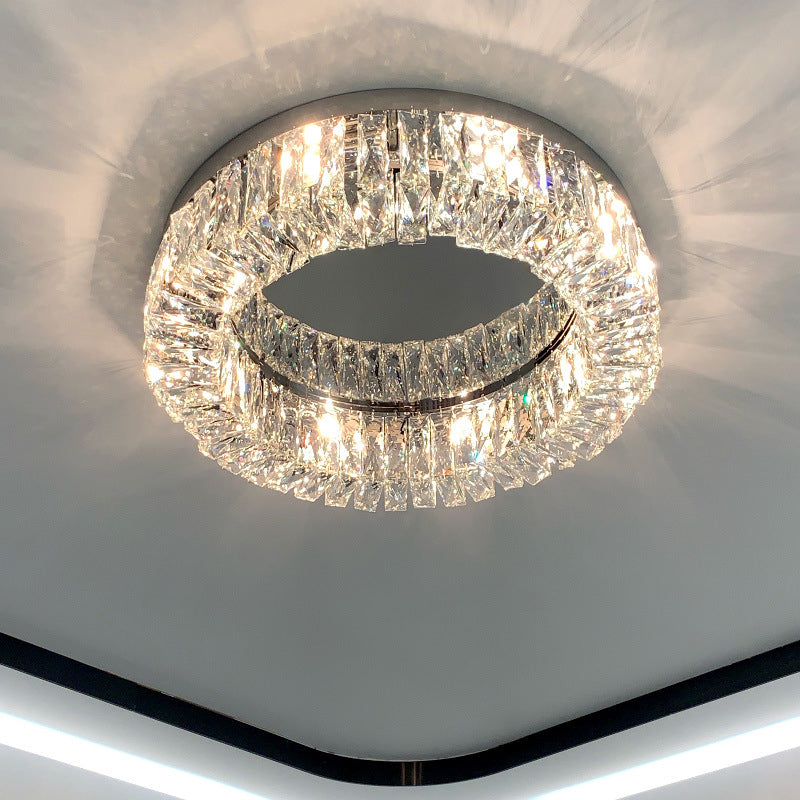 Crystal Round Flush Mount Lights Contemporary Style Multi Lights Flush Ceiling Lights