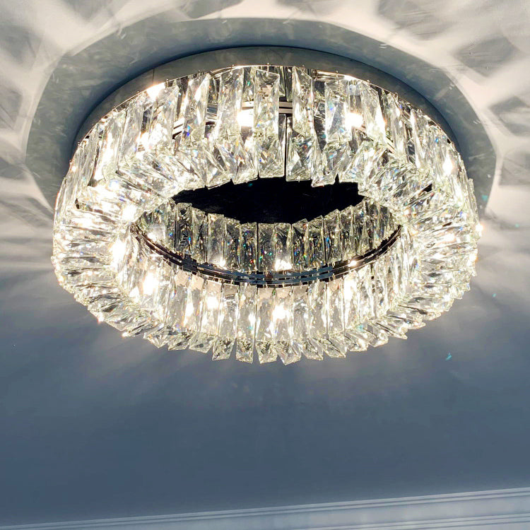 Crystal Round Flush Mount Lights Contemporary Style Multi Lights Flush Ceiling Lights