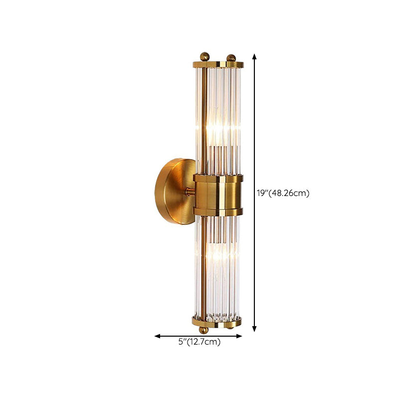 Crystal Cylinder Shape Sconce Light Modern-Style Wall Light Fixtures in Gold