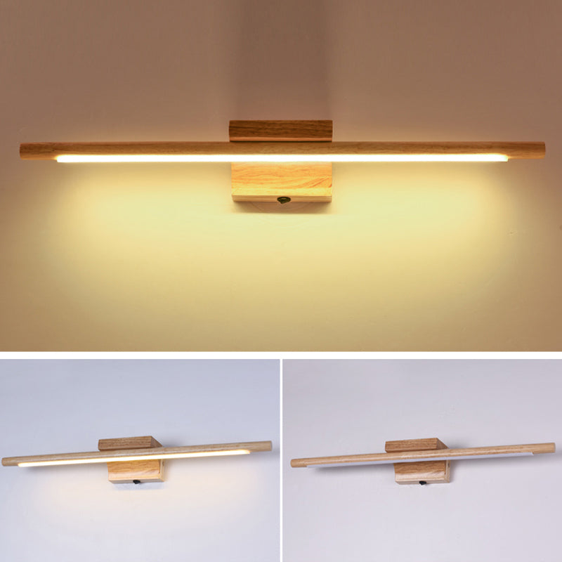 Modern Simple Wooden Vanity Light Strip Shape Vanity Lamp for Shower Room