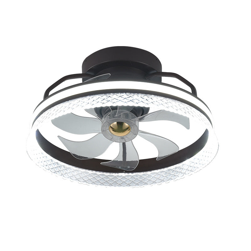 7-Blade Modernism Ceiling Fan Black Fan with Light for Living Room