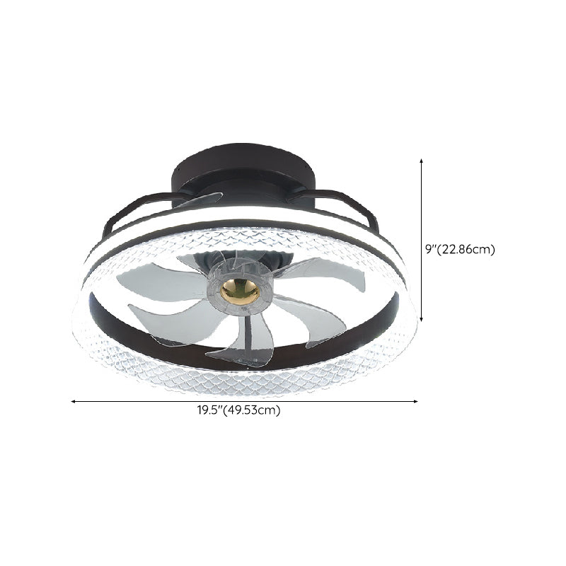 7-Blade Modernism Ceiling Fan Black Fan with Light for Living Room