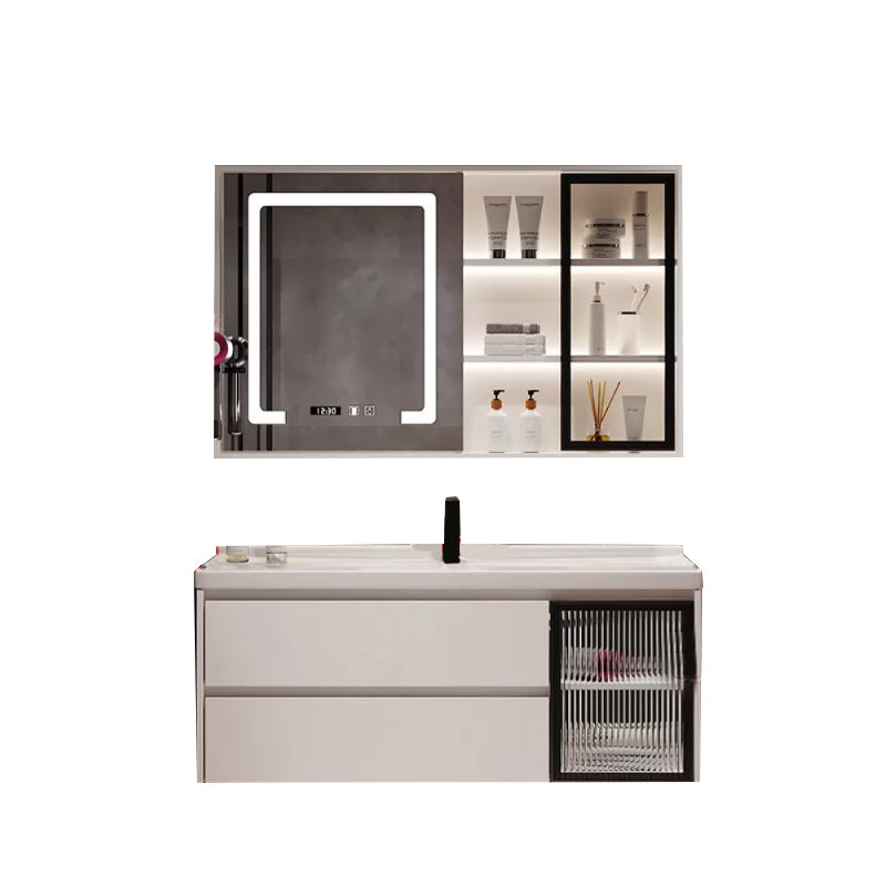 Modern Sink Vanity Bathroom Color Block Wall Mount Vanity Cabinet