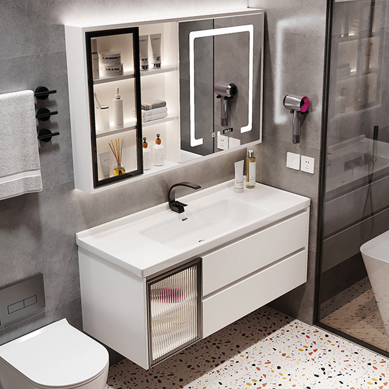Modern Sink Vanity Bathroom Color Block Wall Mount Vanity Cabinet