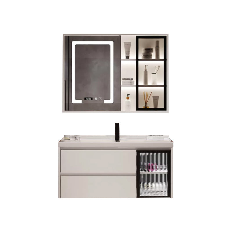 Modern Sink Vanity Bathroom Color Block Wall Mount Vanity Cabinet