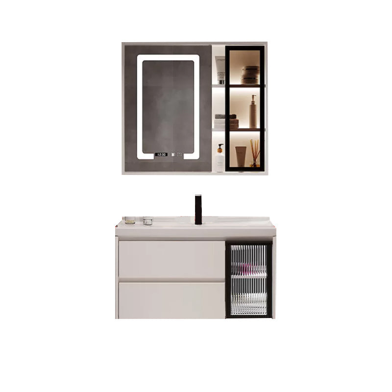 Modern Sink Vanity Bathroom Color Block Wall Mount Vanity Cabinet