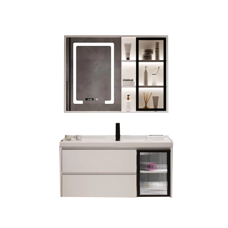 Modern Sink Vanity Bathroom Color Block Wall Mount Vanity Cabinet