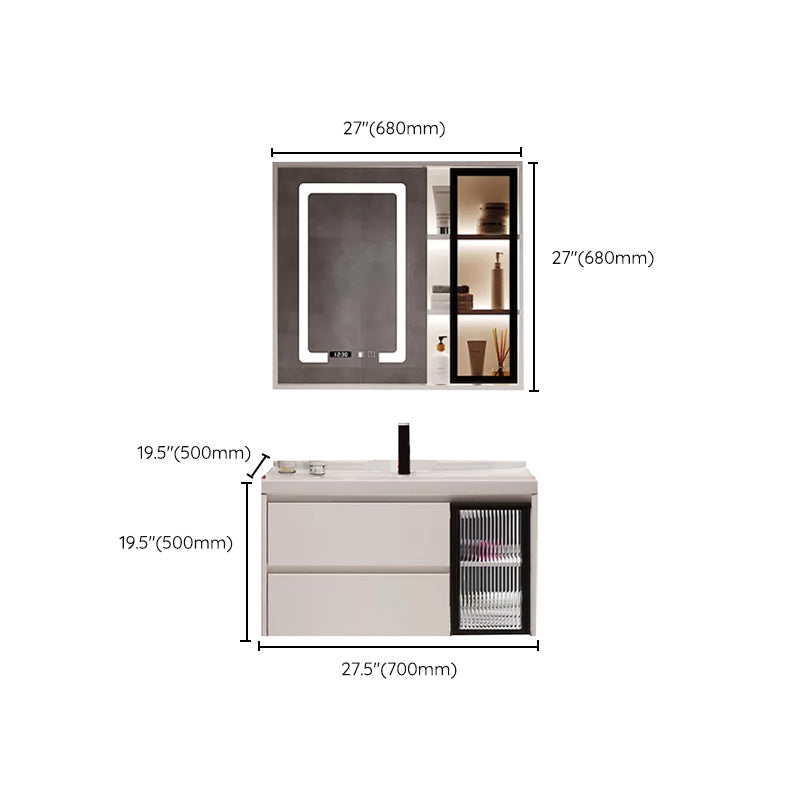 Modern Sink Vanity Bathroom Color Block Wall Mount Vanity Cabinet