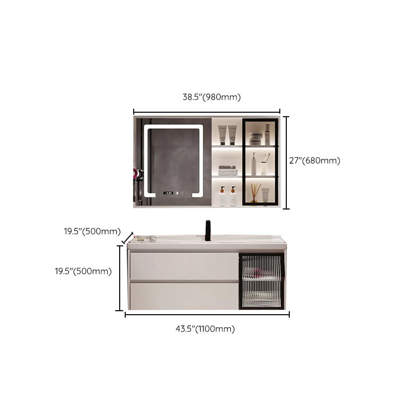 Modern Sink Vanity Bathroom Color Block Wall Mount Vanity Cabinet