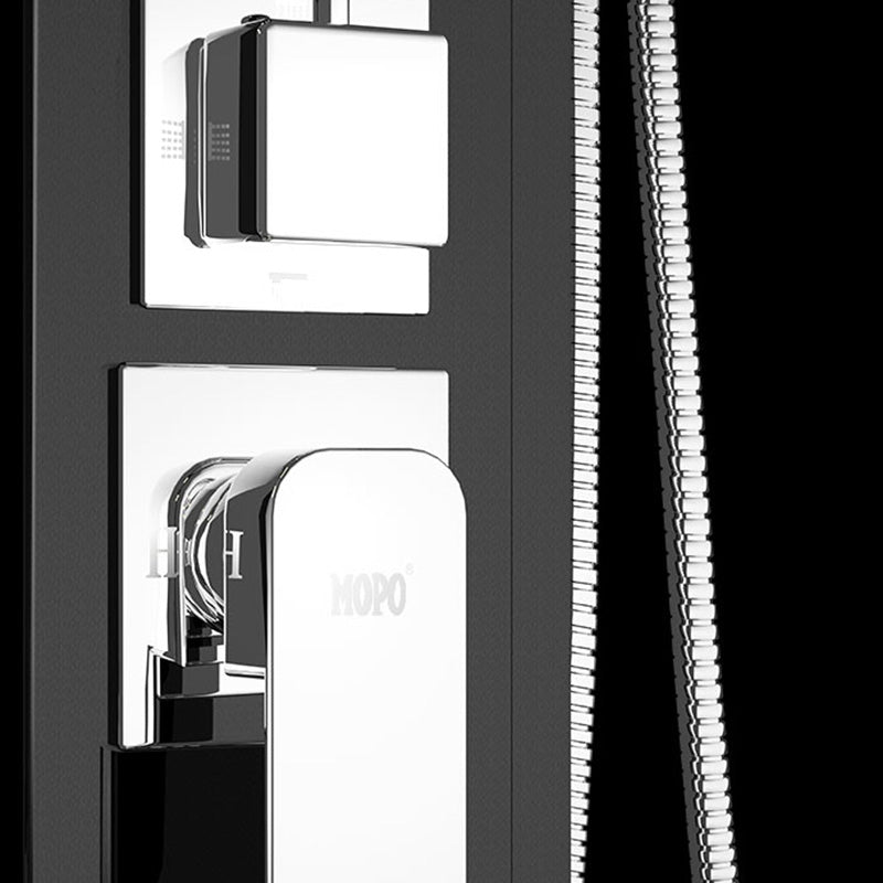 Contemporary Shower System Slide Bar Dual Shower Head Thermostatic Wall Mounted Shower Set