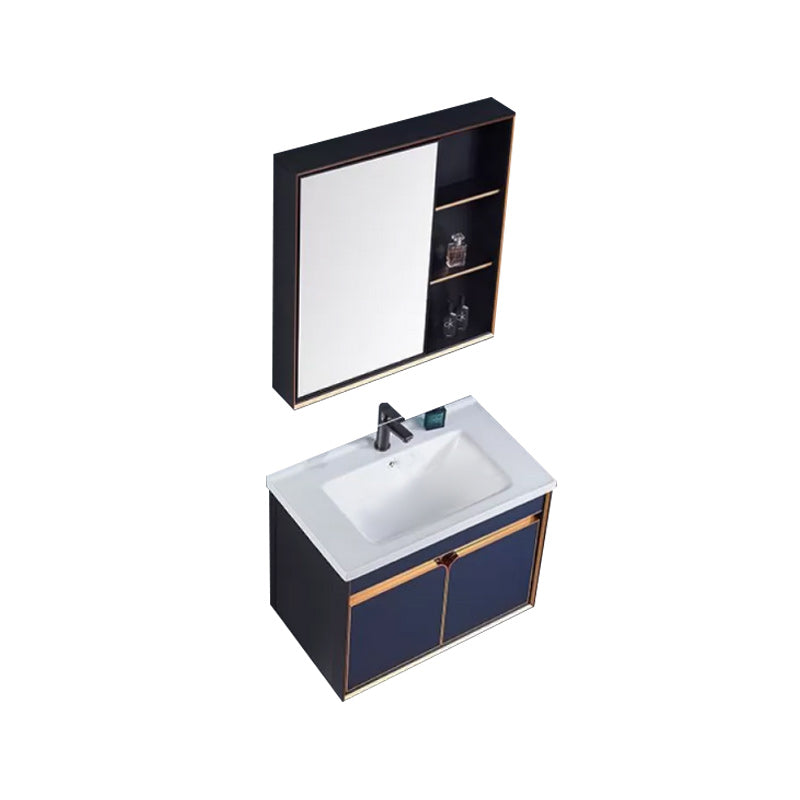 Bath Vanity Set Wall Mount Single Sink Blue Glam Metal Faucet Included Vanity Set