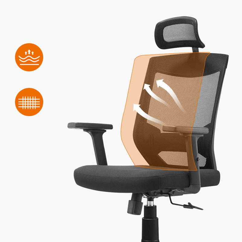 Modern Office Chair Black Adjustable Seat Height Desk Chair with Wheels