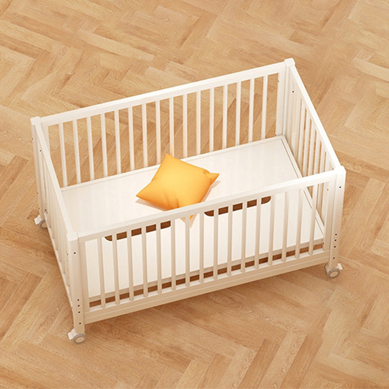 Convertible Crib Baby Crib Beech White Nursery Crib with Casters