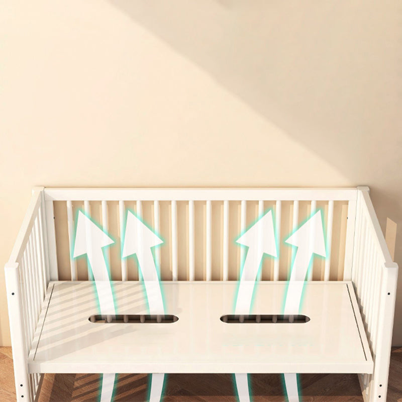 Convertible Crib Baby Crib Beech White Nursery Crib with Casters