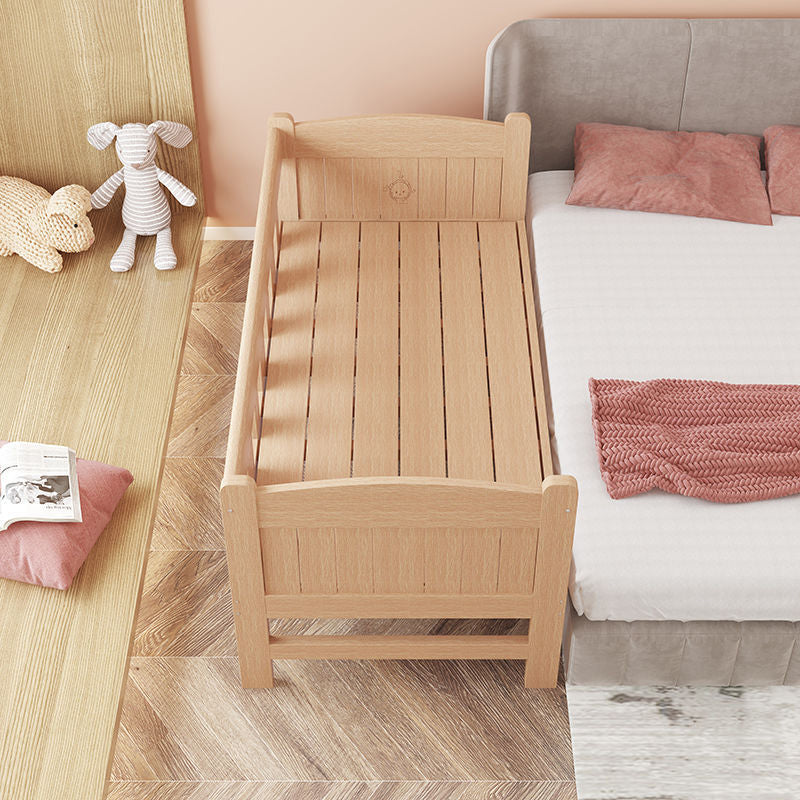 Contemporary Solid Wood Kids Bed Low Open-Frame Standard Bed with Guardrail