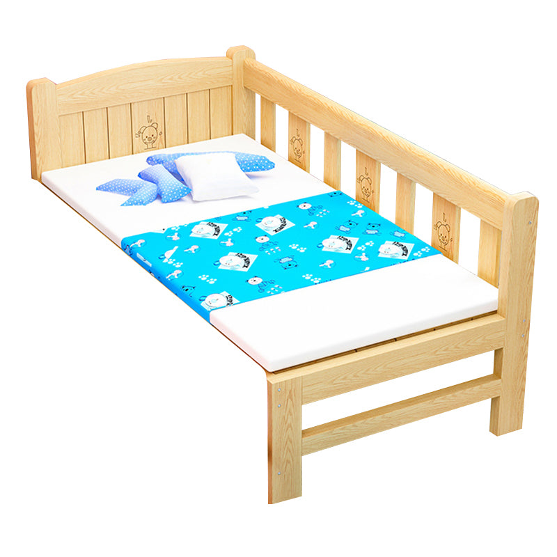 Contemporary Solid Wood Kids Bed Low Open-Frame Standard Bed with Guardrail