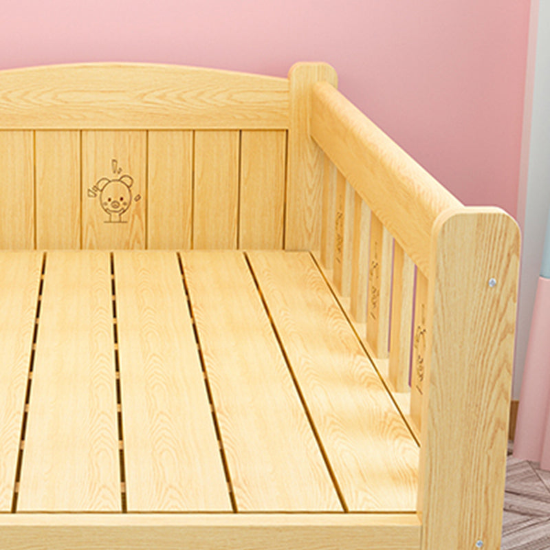 Contemporary Solid Wood Kids Bed Low Open-Frame Standard Bed with Guardrail