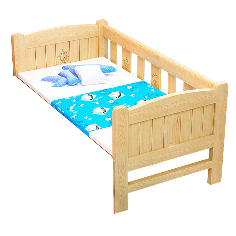 Contemporary Solid Wood Kids Bed Low Open-Frame Standard Bed with Guardrail