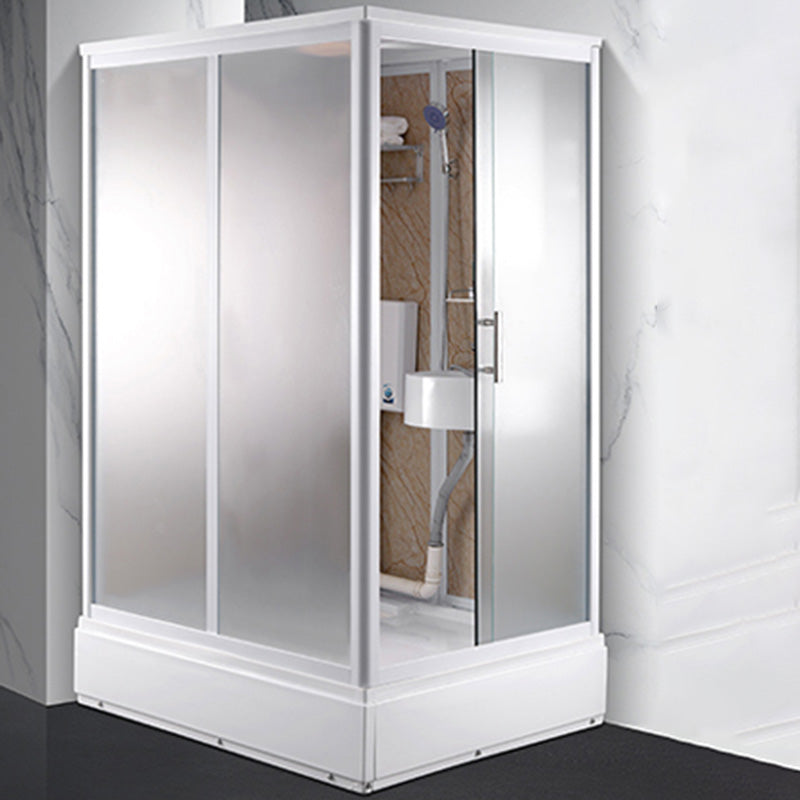 Contemporary Shower Stall Frosted Rectangle Shower Stall with Ceiling