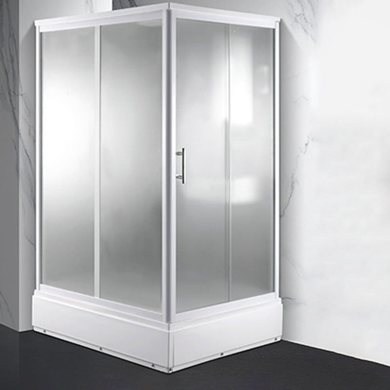 Contemporary Shower Stall Frosted Rectangle Shower Stall with Ceiling