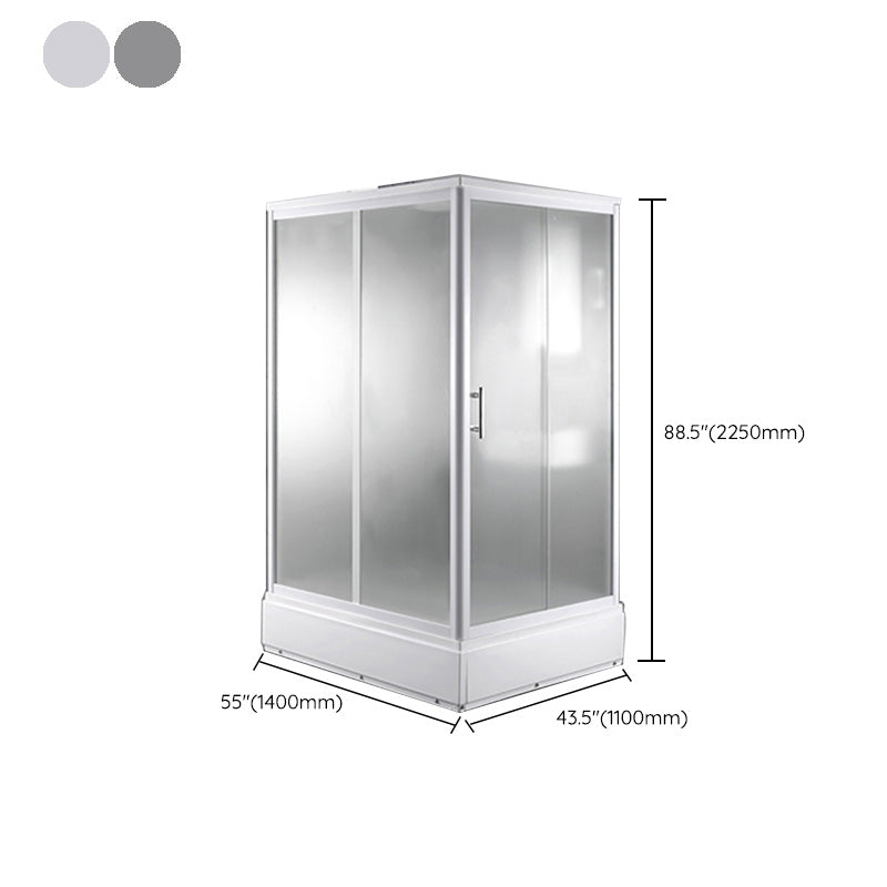 Contemporary Shower Stall Frosted Rectangle Shower Stall with Ceiling