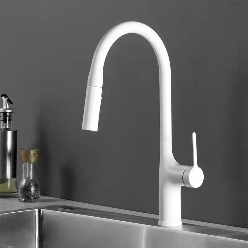 Contemporary Pull Down Single Handle Kitchen Faucet High Arch Water Filler