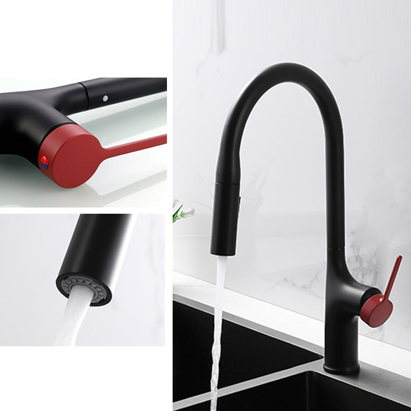 Contemporary Pull Down Single Handle Kitchen Faucet High Arch Water Filler