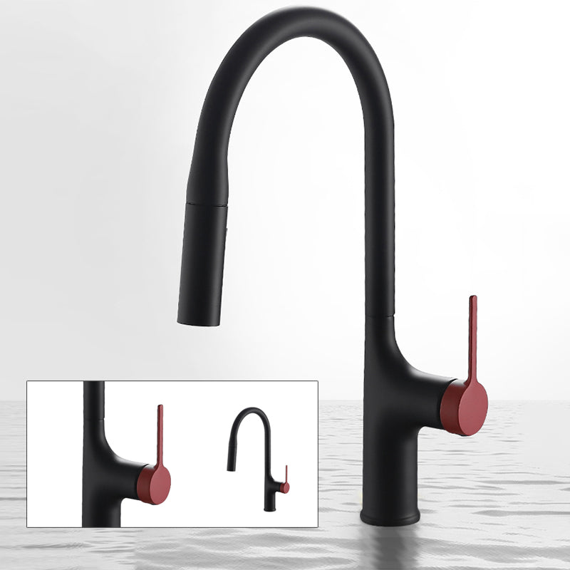 Contemporary Pull Down Single Handle Kitchen Faucet High Arch Water Filler