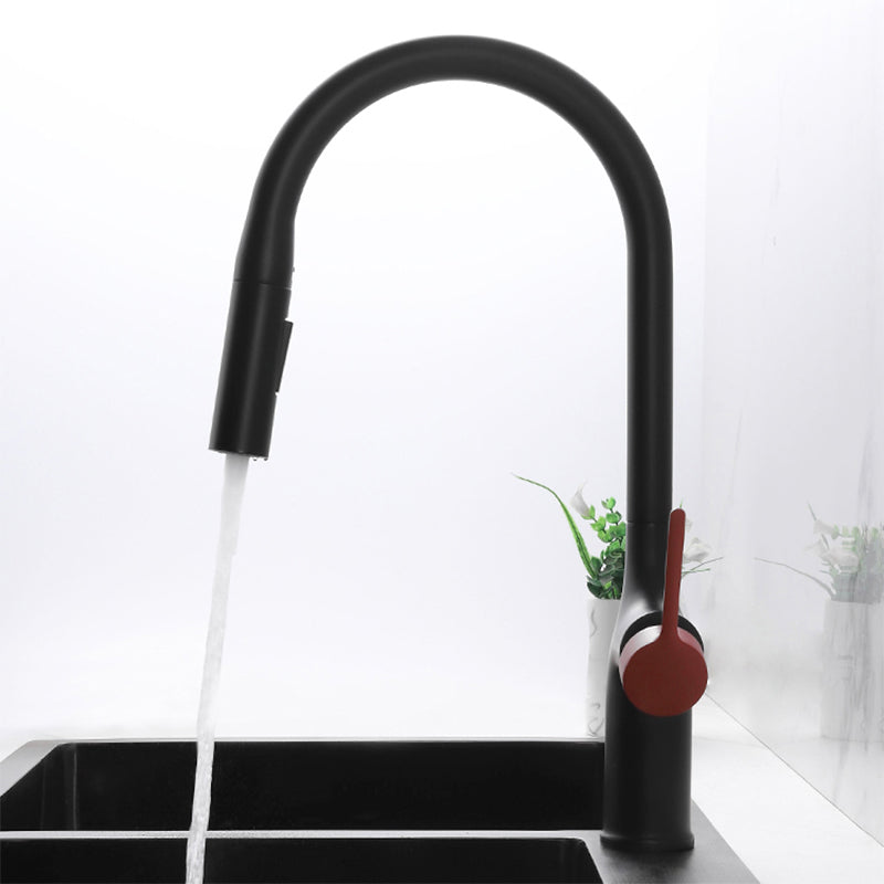 Contemporary Pull Down Single Handle Kitchen Faucet High Arch Water Filler