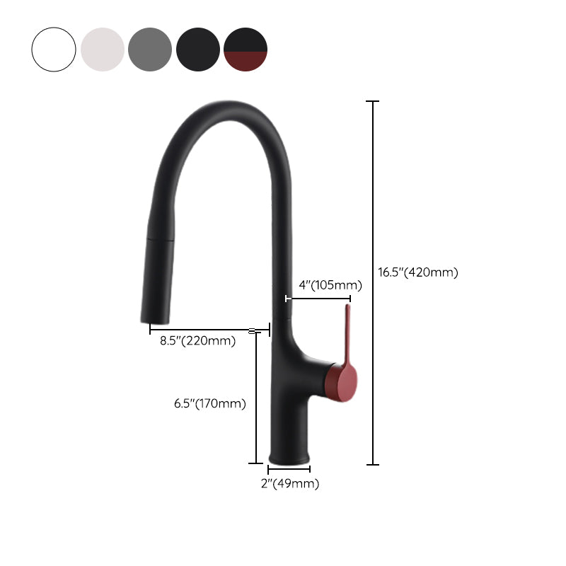 Contemporary Pull Down Single Handle Kitchen Faucet High Arch Water Filler