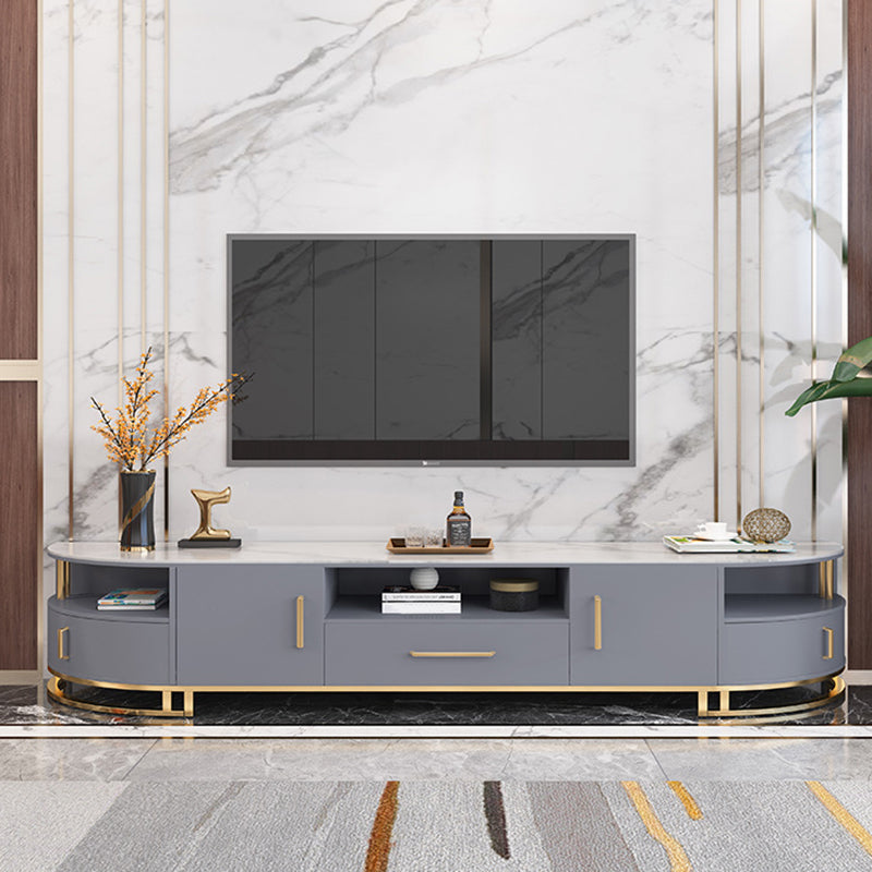 Stone Media Console Contemporary TV Stand Console for Living Room