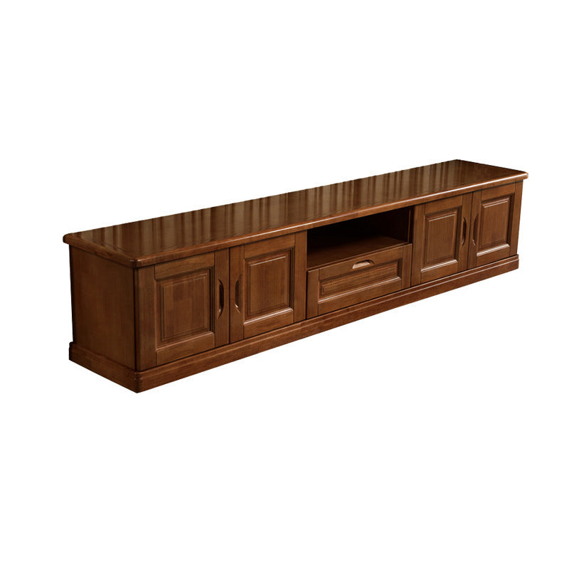 Vintage Open Storage Stand Console Rubberwood Media Console with Doors