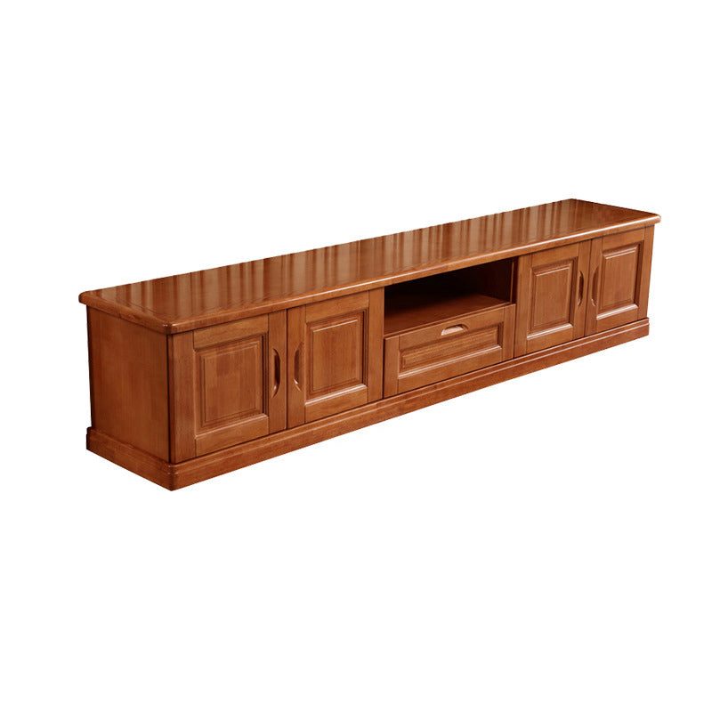 Vintage Open Storage Stand Console Rubberwood Media Console with Doors