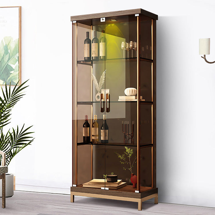 Glam Curio Cabinet Metal Glass Doors Buffet Cabinet with Doors for Living Room