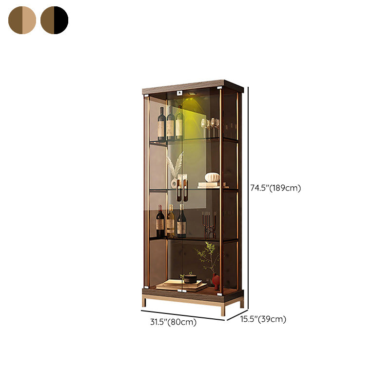 Glam Curio Cabinet Metal Glass Doors Buffet Cabinet with Doors for Living Room